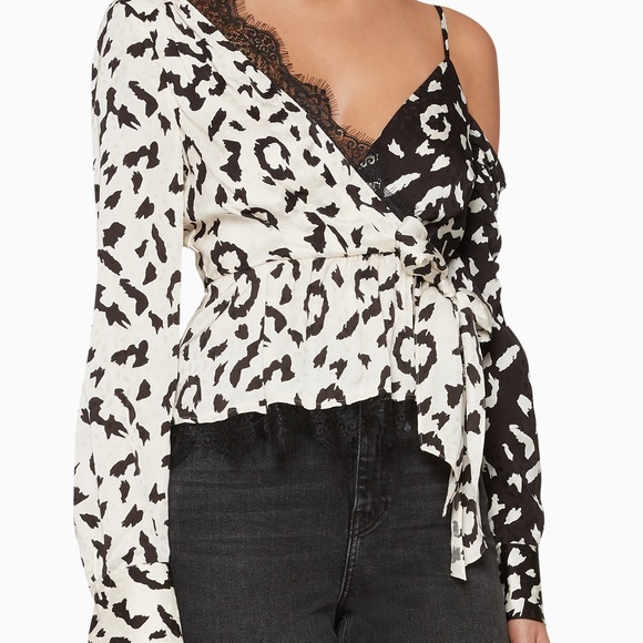 Self-Portrait Leopard Print Wrap Top | US 10 - Picture 2 of 4